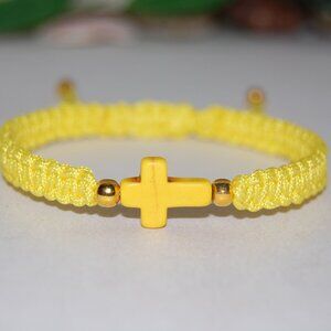 Cross Bracelet,Cross Drawstring Bracelet,Yellow Cross Bracelet, Friendship,Gift